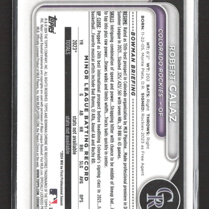 2024 Bowman Chrome Robert Calaz #BCP-131 Mega Box Mojo Refractor 1st Bowman