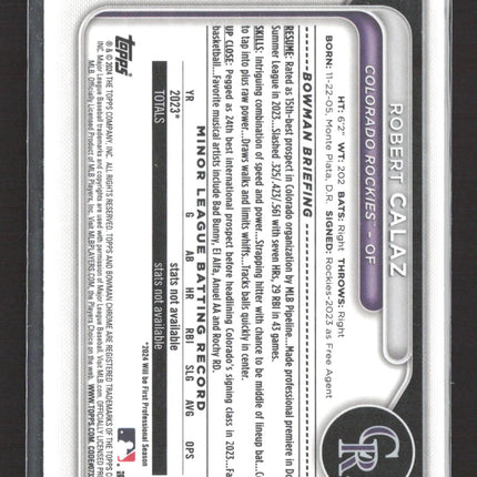2024 Bowman Chrome Robert Calaz #BCP-131 Mega Box Mojo Refractor 1st Bowman