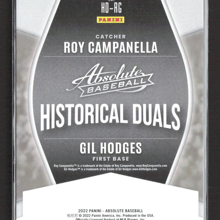 2022 Panini Absolute Historical Duals Roy Campanella Gil Hodges #HD-RG Blue /149