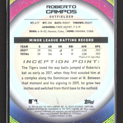 2022 Bowman Inception Roberto Campos #14