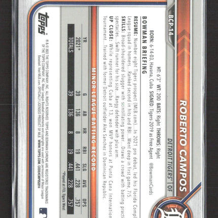 2022 Bowman Chrome Mosaic Roberto Campos #BCP-14 mojo refractor