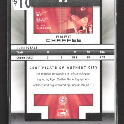 2008 Donruss Elite Extra Edition Turn of the Century Ryan Chaffee #83 /594 auto