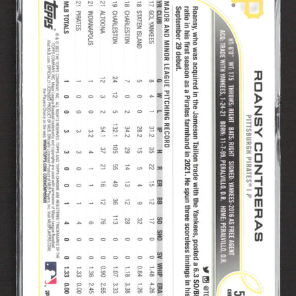 2022 Topps Chrome Roansy Contreras #53 RayWave RC