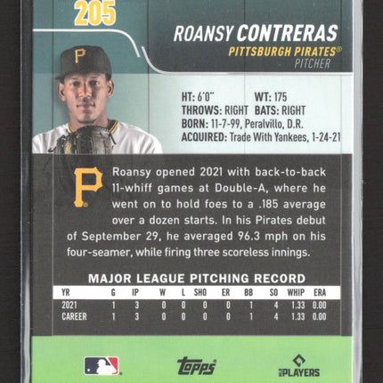2022 Topps Stadium Club Chrome Roansy Contreras #205 RC
