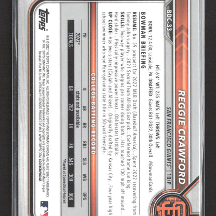 2022 Topps Bowman Draft Chrome Reggie Crawford #BDC-33 Blue Sapphire
