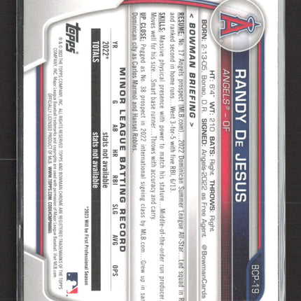 2023 Topps Bowman Chrome Randy De Jesus #BCP-19