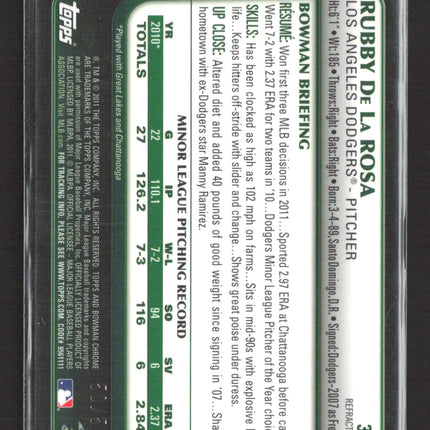 2011 Topps Bowman Chrome Rubby De La Rosa #30 Gold Refractor RC /50