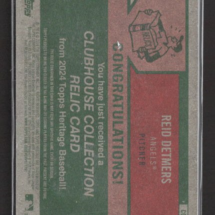 2024 Topps Heritage Clubhouse Collection Reid Detmers #CCR-RD Relic jersey