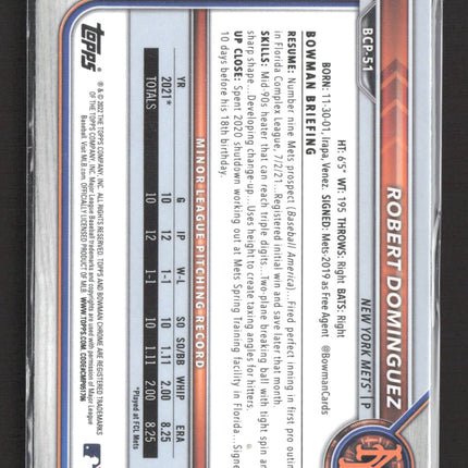 2022 Bowman Chrome Robert Dominguez #BCP-51 1st Bowman