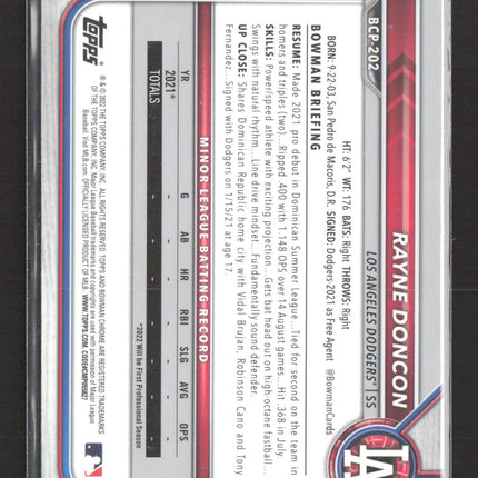 2022 Bowman Chrome Rayne Doncon #BCP-202