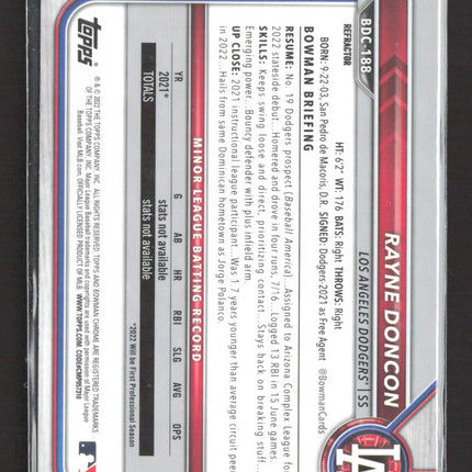 2022 Bowman Chrome Rayne Doncon #BDC-188 Refractor