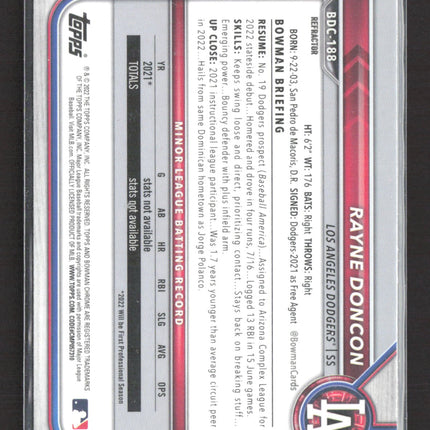 2022 Bowman Chrome Rayne Doncon #BDC-188 Refractor