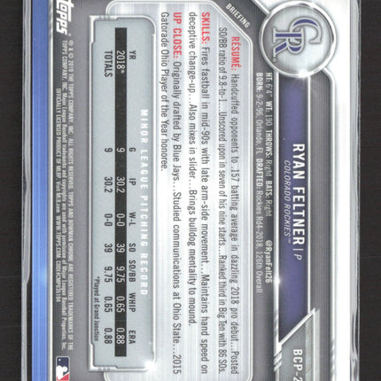 2019 Bowman Chrome Ryan Feltner #BCP-229 Purple Shimmer Refractor 1st Bowman