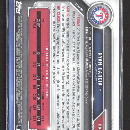 2019 Bowman Draft Ryan Garcia #BD-148 Purple Paper 142/250 1st Bowman