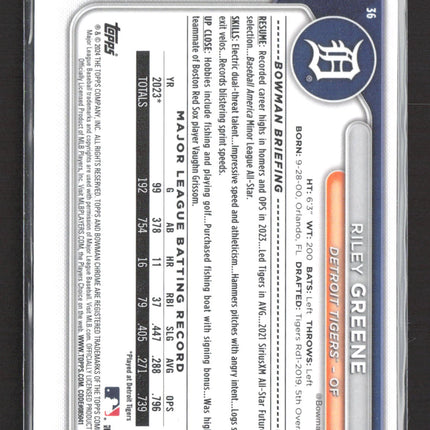 2024 Bowman Chrome Riley Greene #36