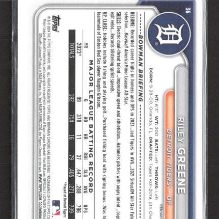 2024 Bowman Chrome Riley Greene #36
