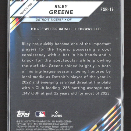 2024 Topps Finest Future So Bright Riley Greene #FSB-17 Refractor