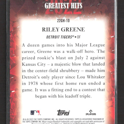 2023 Topps 2022 Greatest Hits Riley Greene #22GH-10 RC