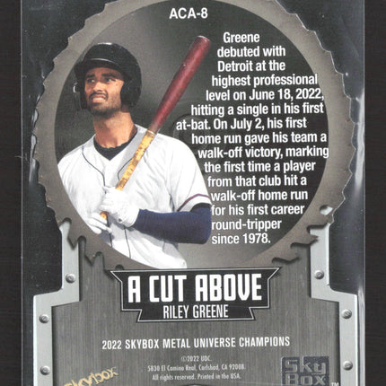 2022 Skybox Metal Universe Champions A Cut Above Riley Greene #ACA-8 Die-cut