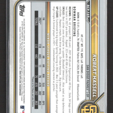 2022 Bowman Chrome Robert Hassell #BCP-169 Mojo Refractor