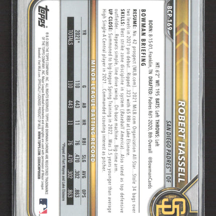 2022 Bowman Chrome mojo Robert Hassell #BCP-169
