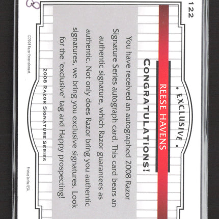 2008 Razor Signature Series Reese Havens #122 0230/1199 Auto