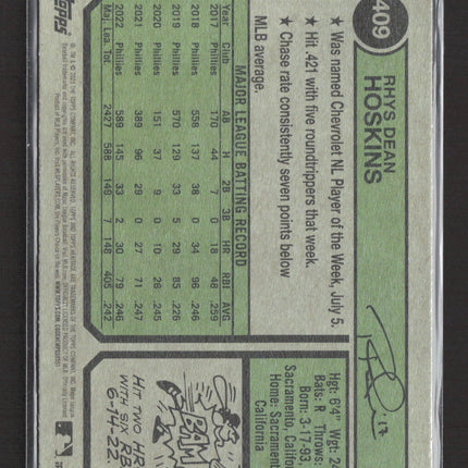 2023 Topps Heritage Rhys Hoskins #409 Blue Sparkle