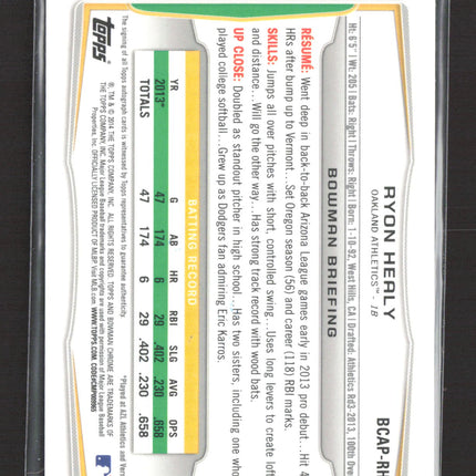 2014 Topps Bowman Chrome Ryon Healy #BCAP-RH auto