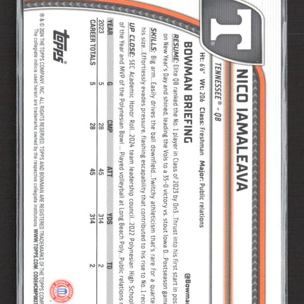 2024 Bowman Chrome University Nico Iamaleava #139 Blue Sapphire 1st Bowman