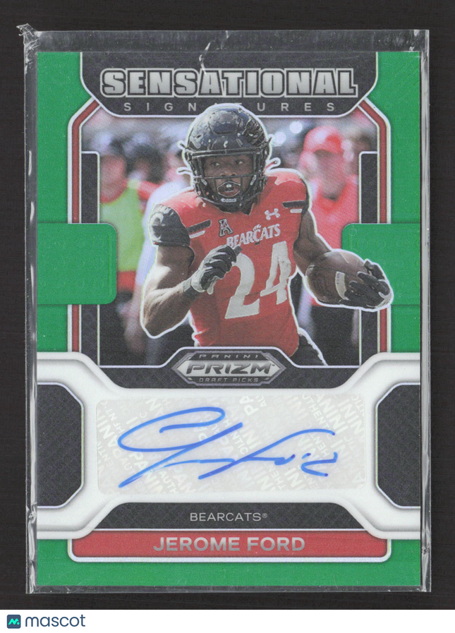 2022 Panini Prizm Draft Sensational Signatures Jerome Ford #SS-JFO Green auto