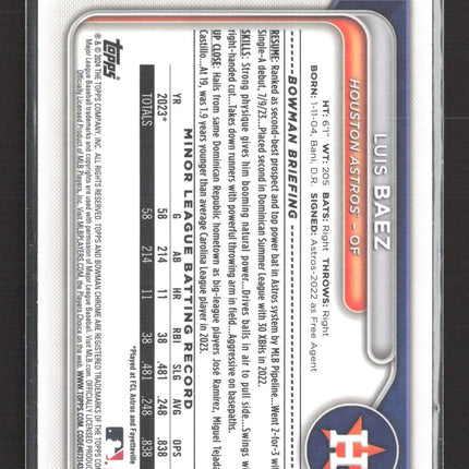 2024 Bowman Chrome Luis Baez #BCP-66 Green Lunar Glow Refractor 1st Bowman