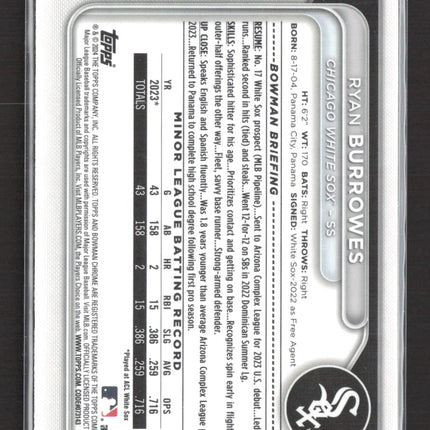 2024 Topps Bowman Chrome Ryan Burrowes #BCP-119 Blue 010/150