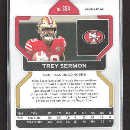 2021 Panini Prizm Trey Sermon #354 RC silver