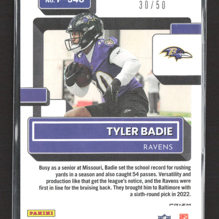 2022 Panini Donruss Optic Tyler Badie #P-348 Purple 30/50