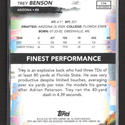 2024 Topps Finest Trey Benson #176 Purple RC 166/200