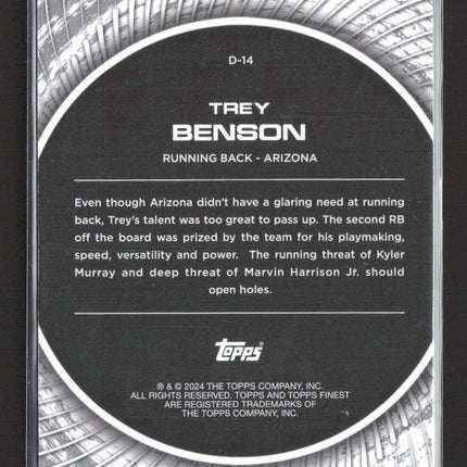 2024 Topps Finest Debuts Trey Benson #D-14 Blue RC 001/150