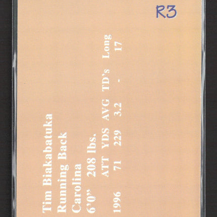 1996 Classic Dream Picks Tim Biakabutuka Genuine Autograph 1310/1500
