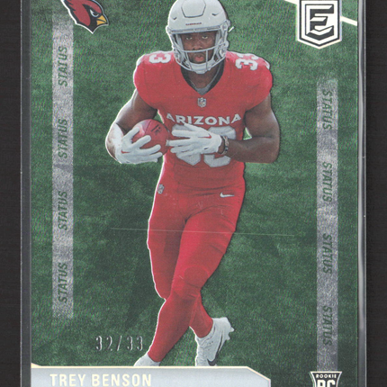 2024 Panini Donruss Elite Football Status Trey Benson #124 Green 32/33 RC