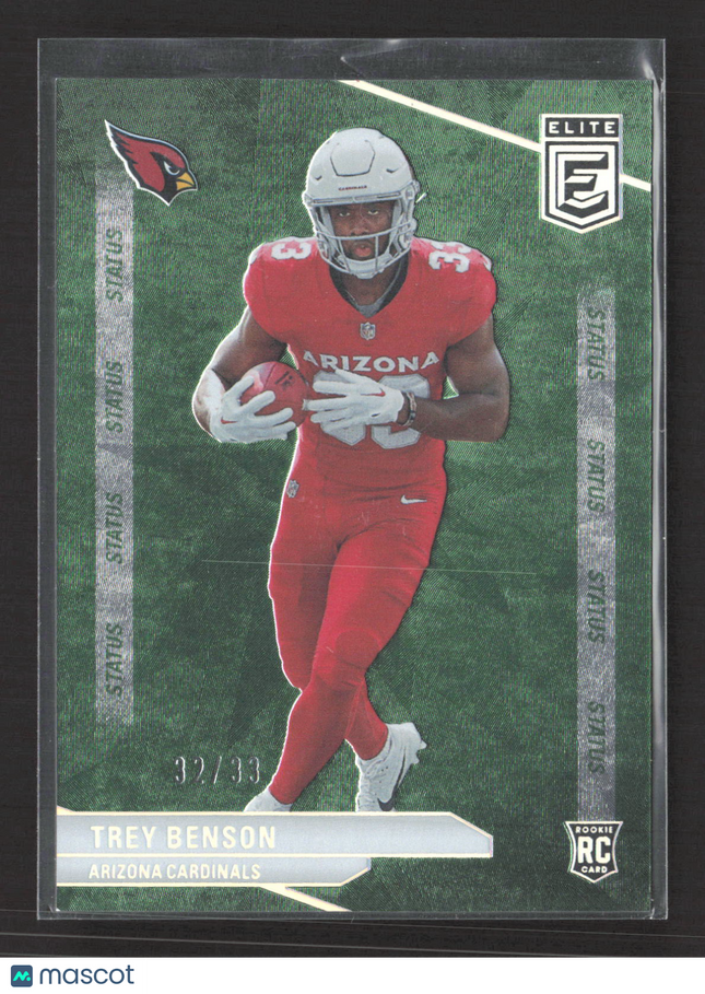 2024 Panini Donruss Elite Football Status Trey Benson #124 Green 32/33 RC