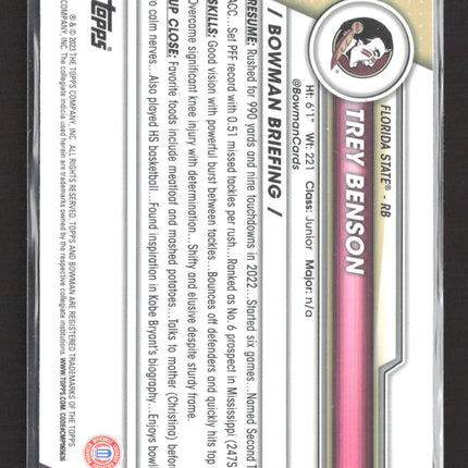 2023 Topps Bowman University Chrome Trey Benson #5