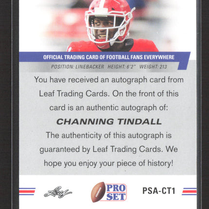 2022 Leaf Pro Set Channing Tindall #PSA-CT1 RC auto