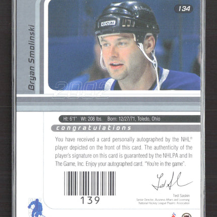 2002 In The Game Signature Series Bryan Smolinski #139 auto Auto