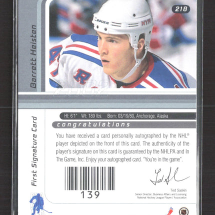 2024 In The Game Signature Series Barrett Heisten #218 auto gold