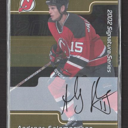 2002 In The Game Signature Series Andreas Salomonsson #203 auto gold
