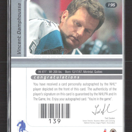 2002 In The Game Signature Series Vincent Damphousse #195 auto gold