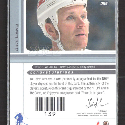 2002 In The Game Signature Series Dave Lowry #139 auto Auto