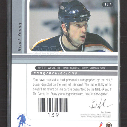 2002 In The Game Signature Series Scott Young #111 auto Auto