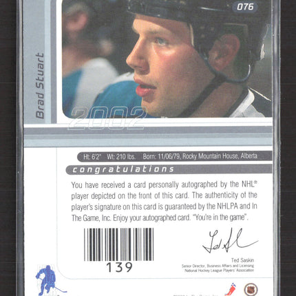 2002 In The Game Signature Series Brad Stuart #139 auto Auto