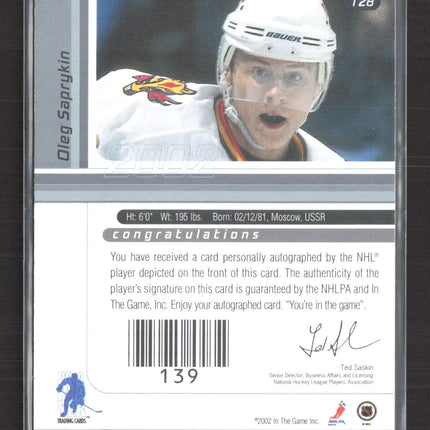 2002 In The Game Signature Series Oleg Saprykin #128 auto gold