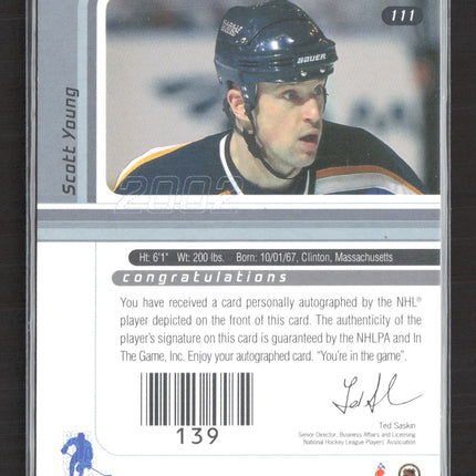 2002 In The Game Signature Series Scott Young #111 auto Autograph Auto